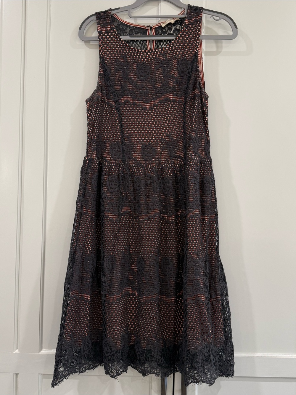 Hem & Thread Black Lace Overlay Dress with Copper Underlay